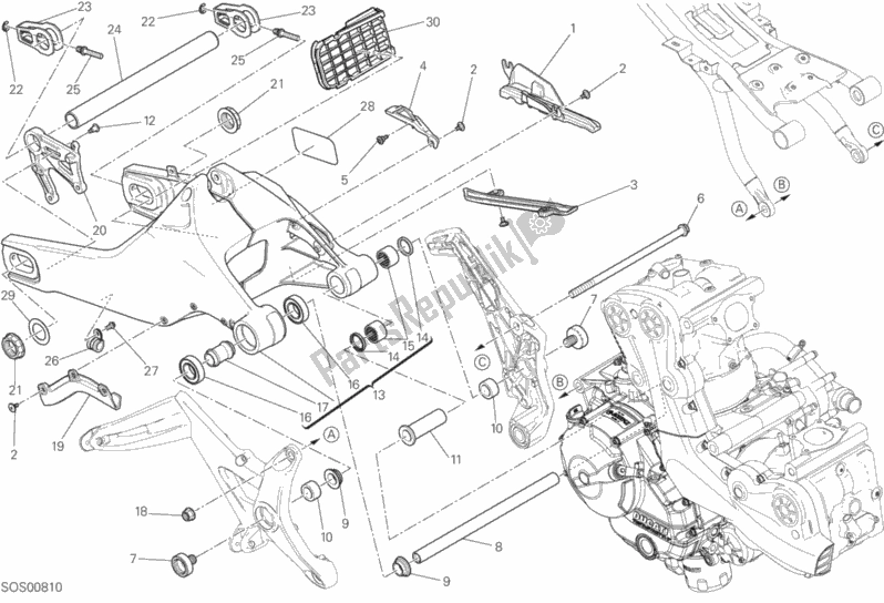 All parts for the Forcellone Posteriore of the Ducati Monster 821 Brasil 2016